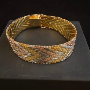 Stunning 925 Sterling Silver Tri-color Italian Big Bracelet